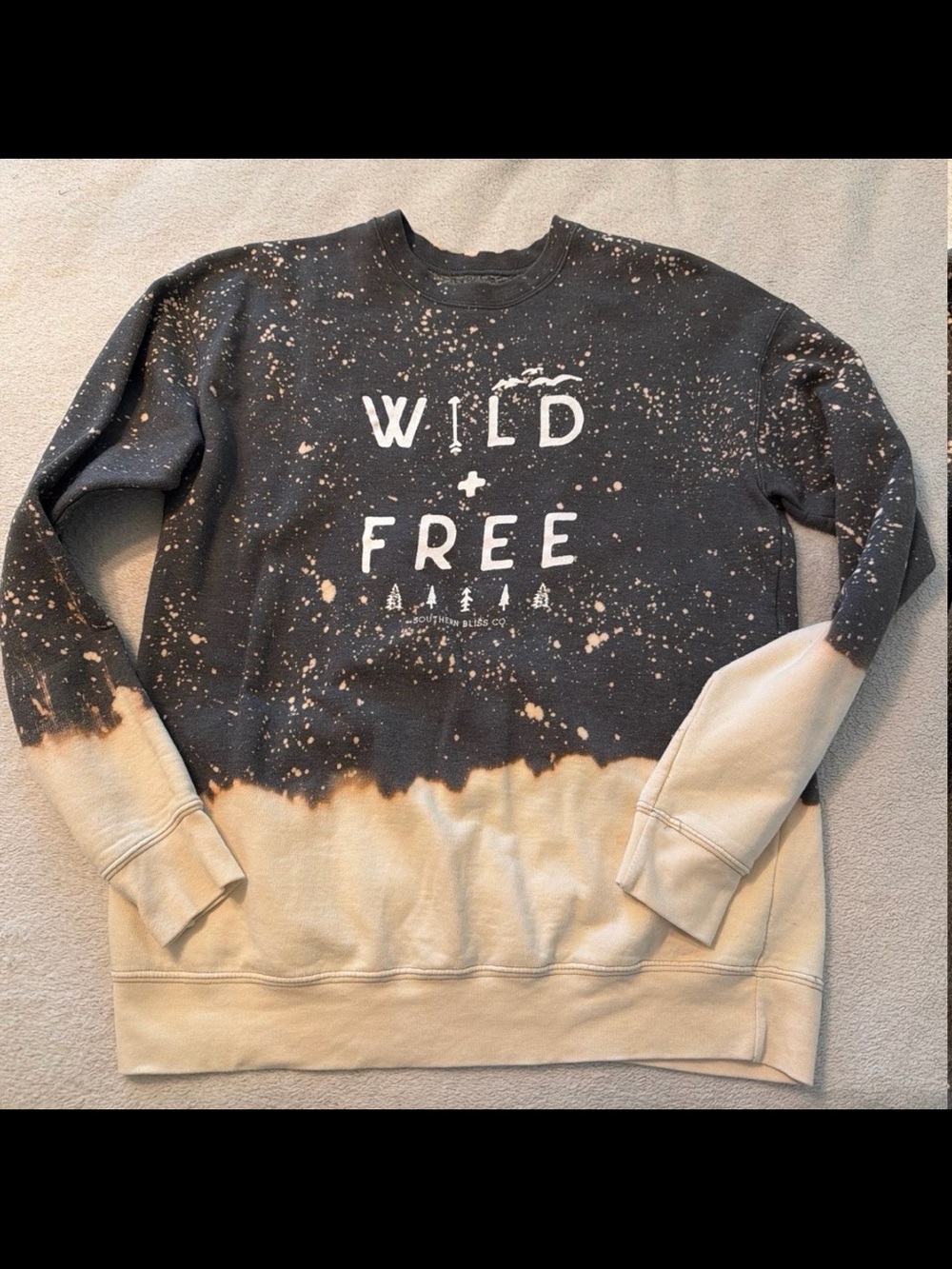 Southern Bliss Bleach Tie Dye Wild + Free adventure Sweatshirt S small outdoor